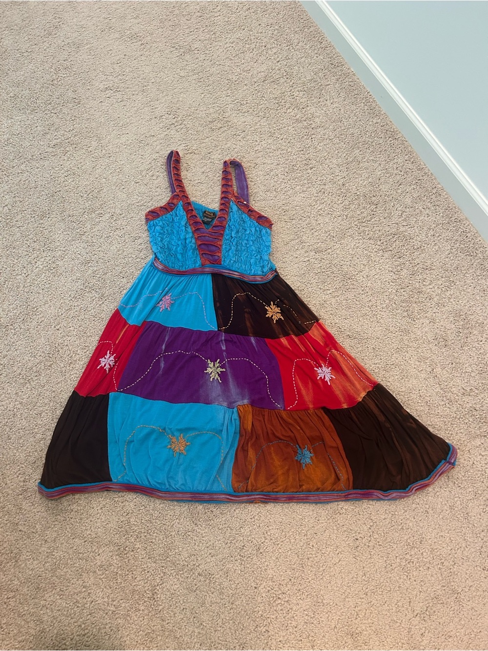 Rising international size XLColorblock PatchworkCostume Dress - Multicolor - Picture 3 of 11